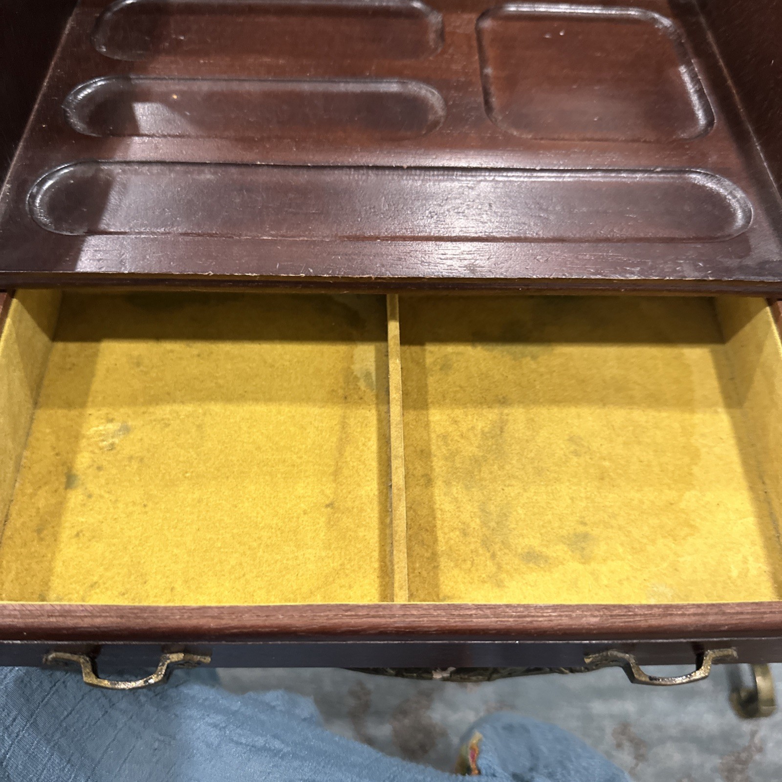 Vtg Roll Top Desk Organizer Tambour Valet Jewelry Box Drawer Made in Japan