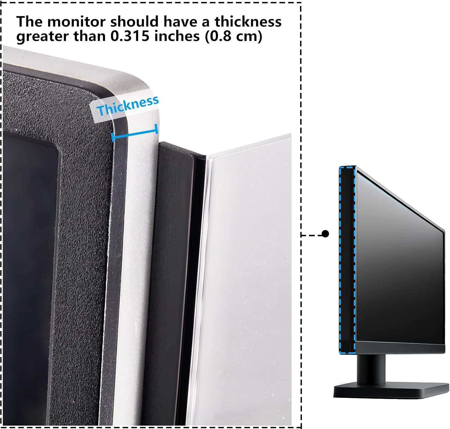 Frameless Monitor Memo Board for No Edge Monitors,Office Desk Accessories Comput