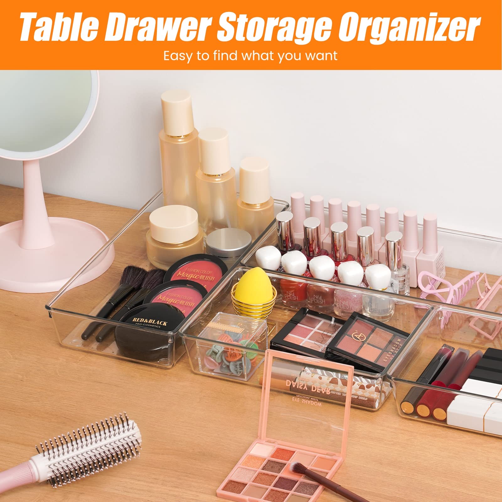 Criusia 6 Pcs Large Size Clear Drawer 6 PACK, Plastic Organizer