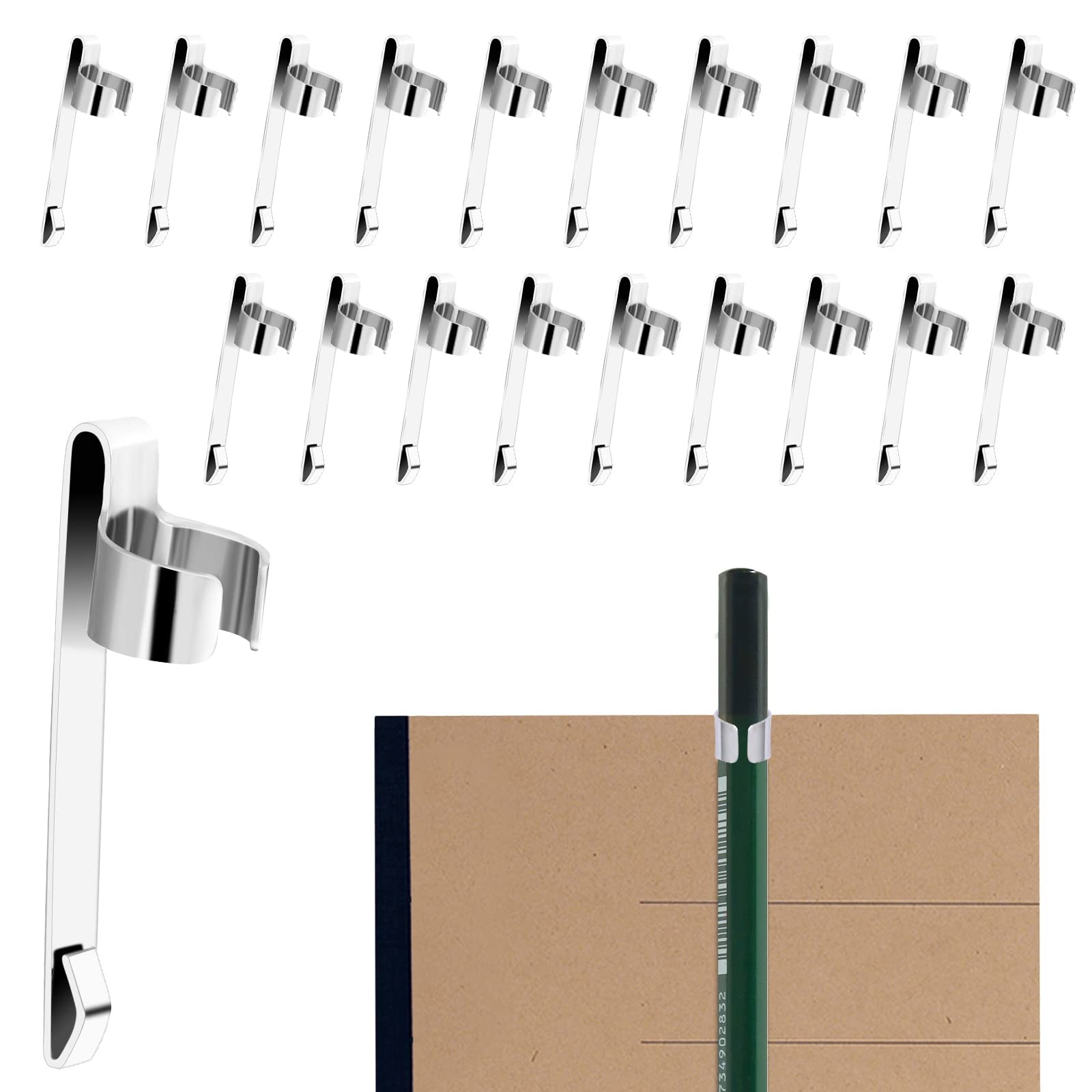 20 Pieces Metal Pen Clips Pencil Holder Clip Snap in Pencil Clips Slide
