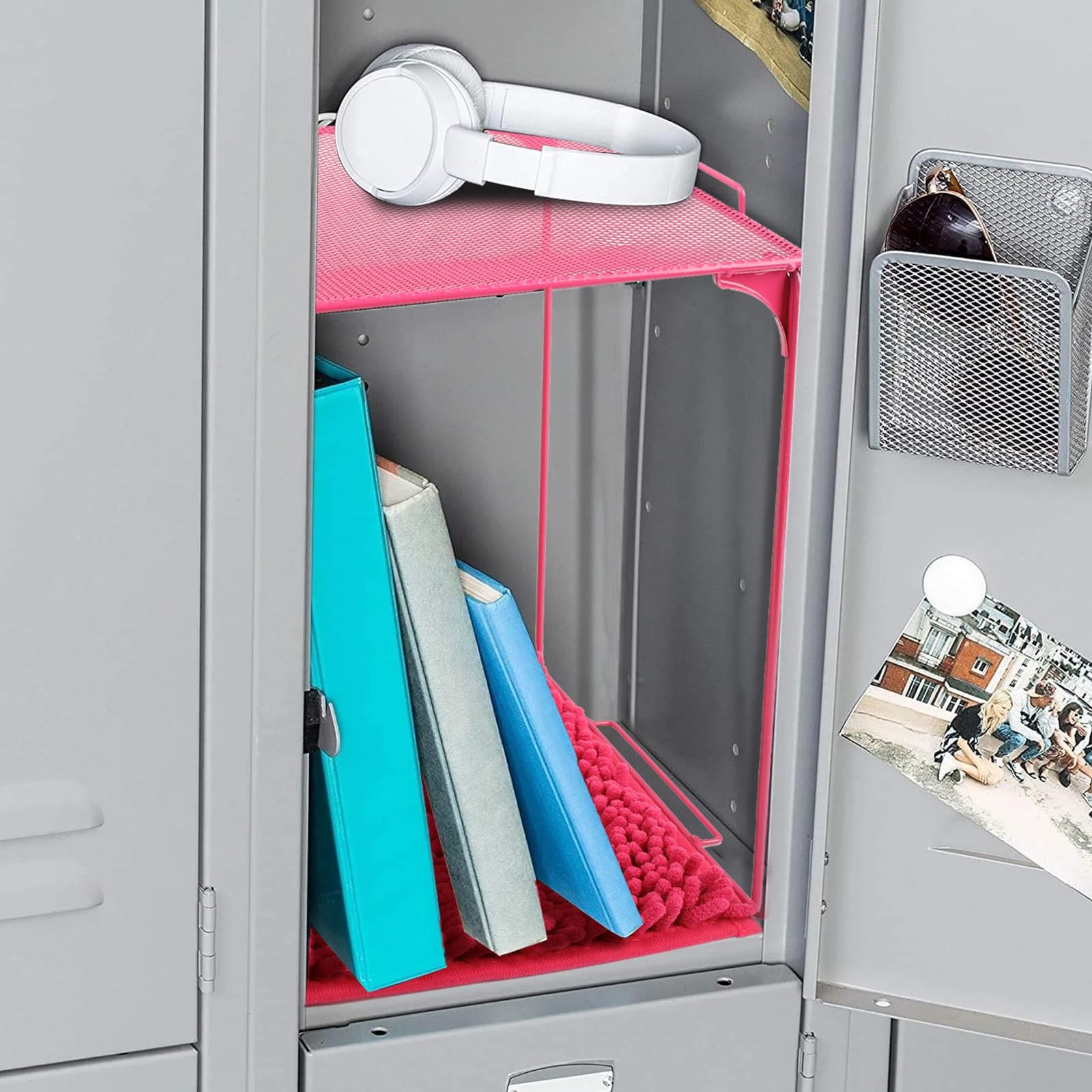 Locker Organizer Shelf Carpet Decorating Kit School Office Pink Accessory Set