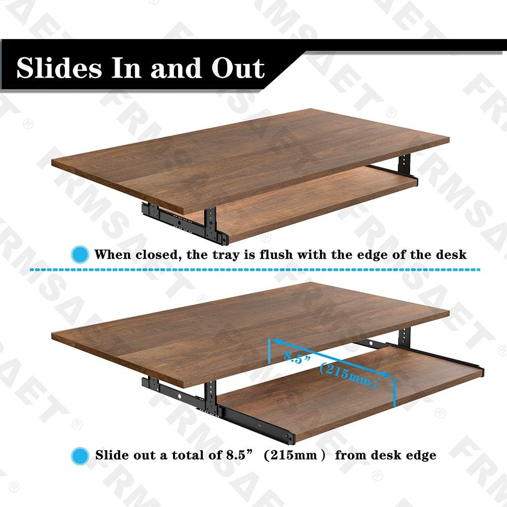 Adjustable 30″ Brown Keyboard Drawer Tray for Under Desk Storage Solutions