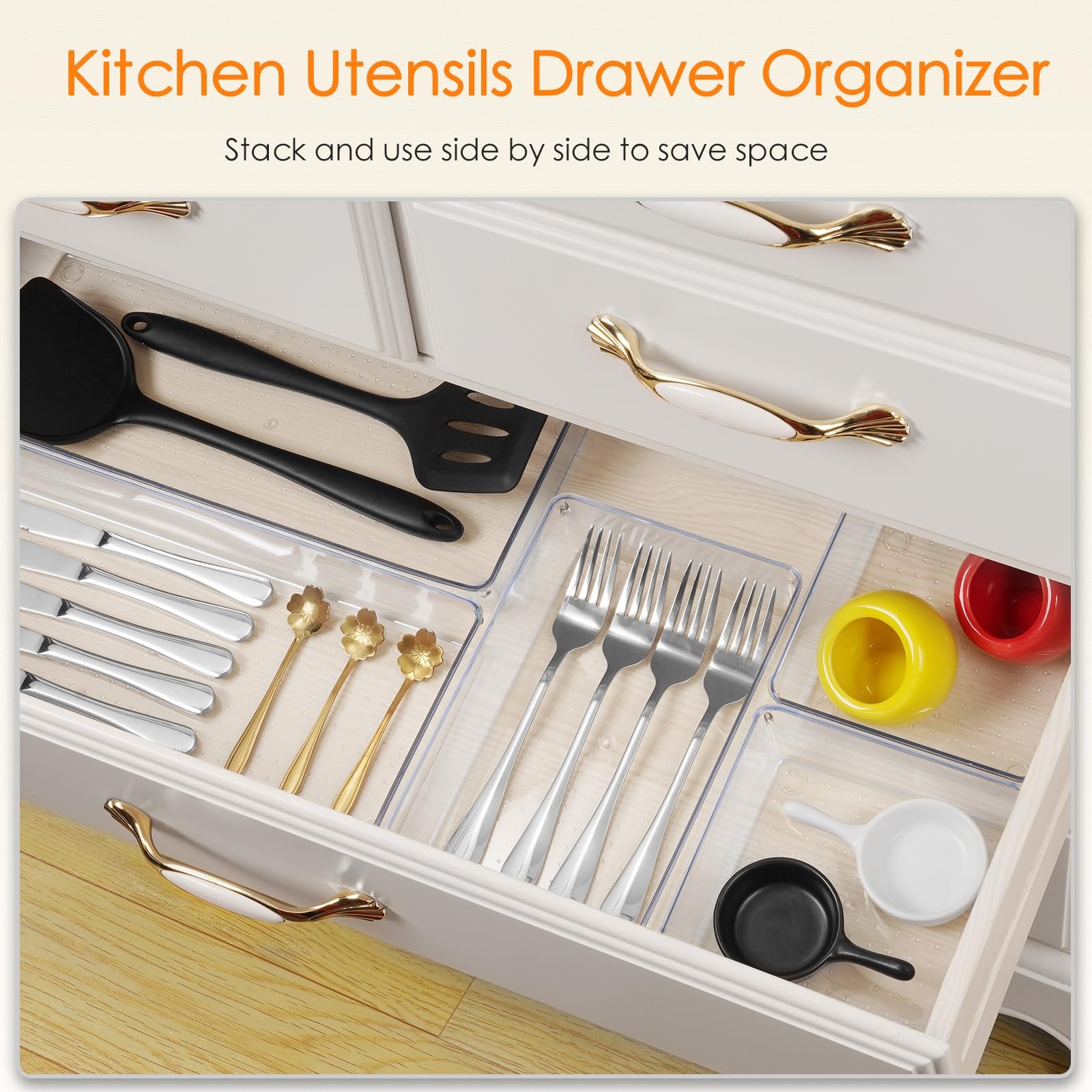 Drawer Organizer, 10 Pack Large Clear Plastic Set, 3 Size Versatile Bathroom …