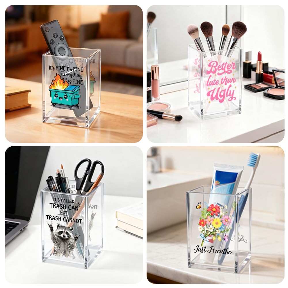 So Many Books So Little Time Acrylic Pen Holder Cosmetic Organizer, Funny Boo…