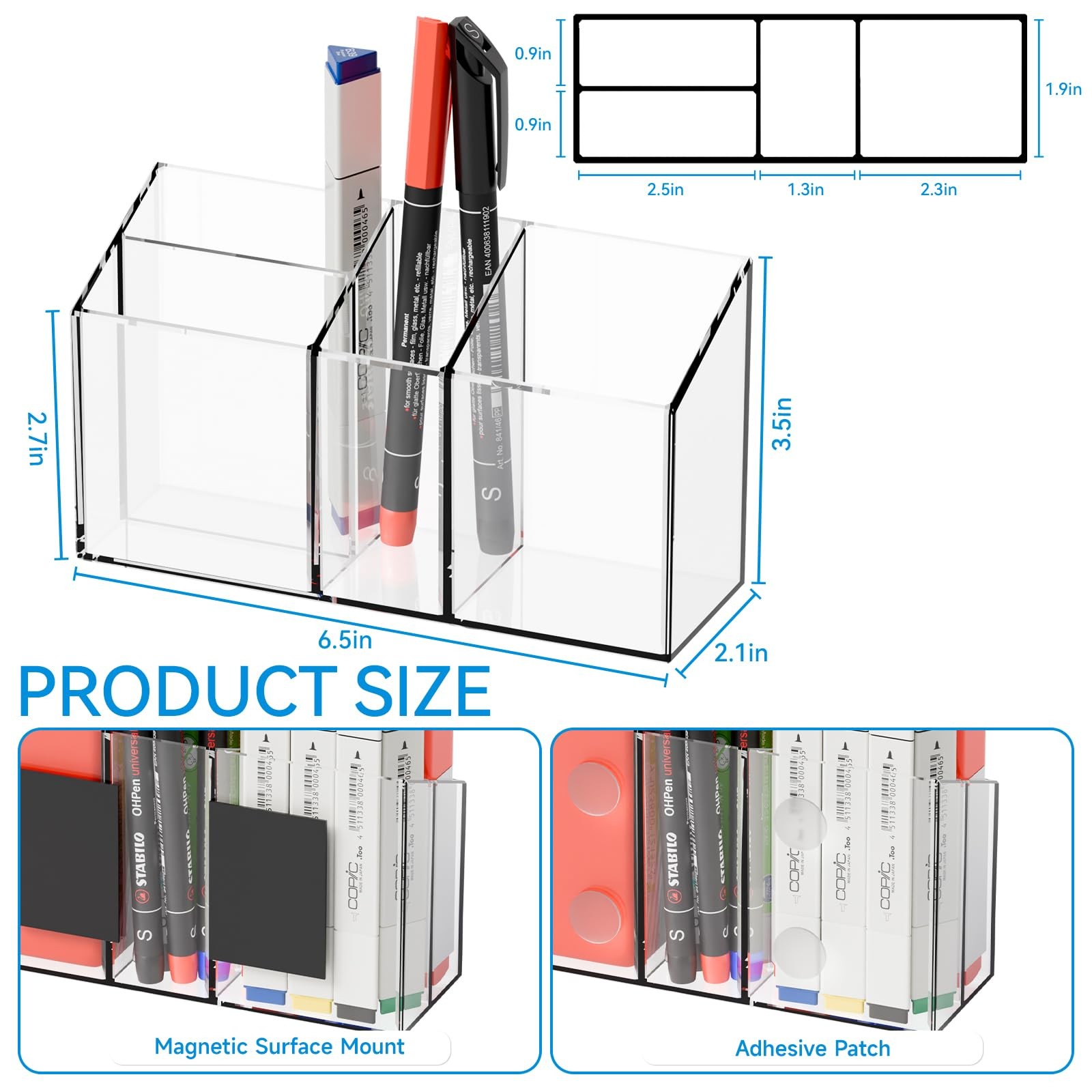 Yieach 2 Pack Magnetic Marker Holder for Whiteboard with Magnet and Adhesive …