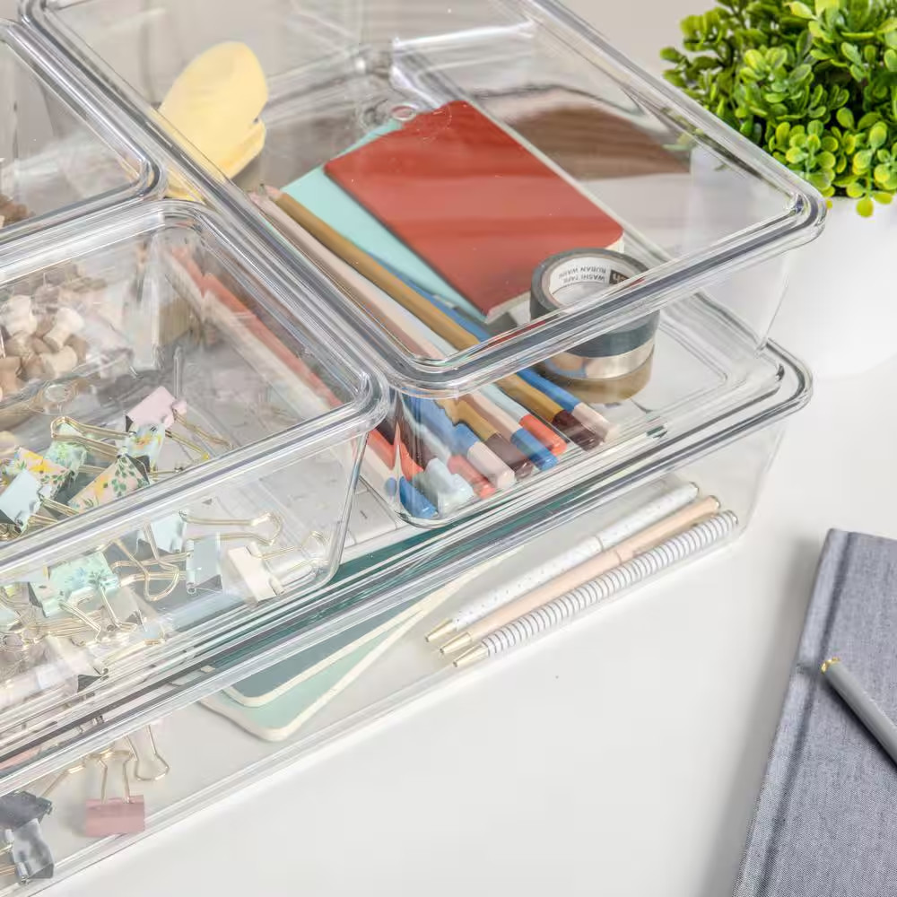 Clear Desk Organizer Set of 4 – 2 Small/1 Medium/1 Large