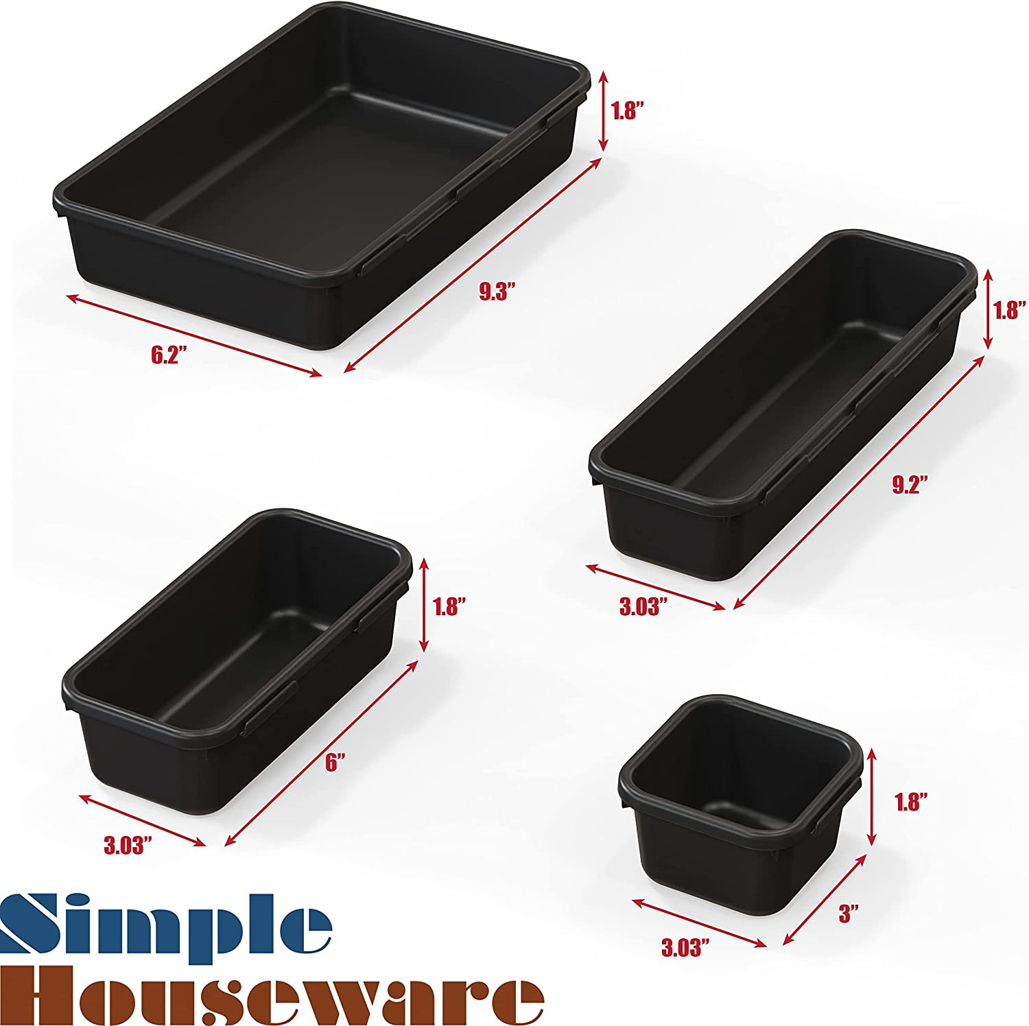 Interlocking Desk Drawer Organizer Bins 10 Pack Black