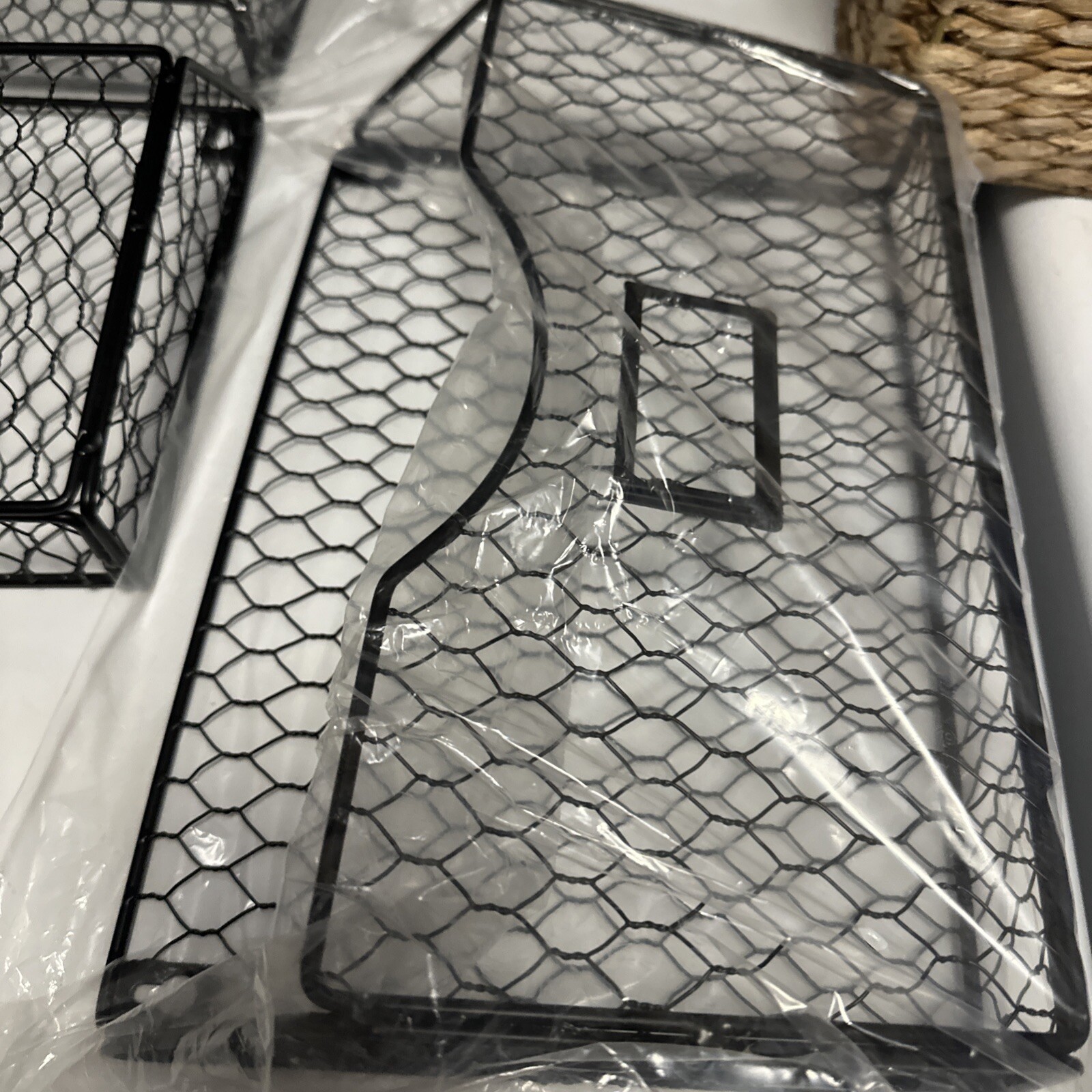 Mail Organizer Wall Mount, 3 Each Metal Chicken Wire Hanging File