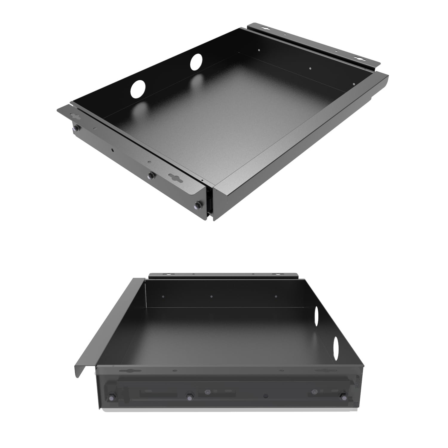 Under Desk Sliding Drawer Organizer for Office, Metal, Black, 19.2×13.4 in