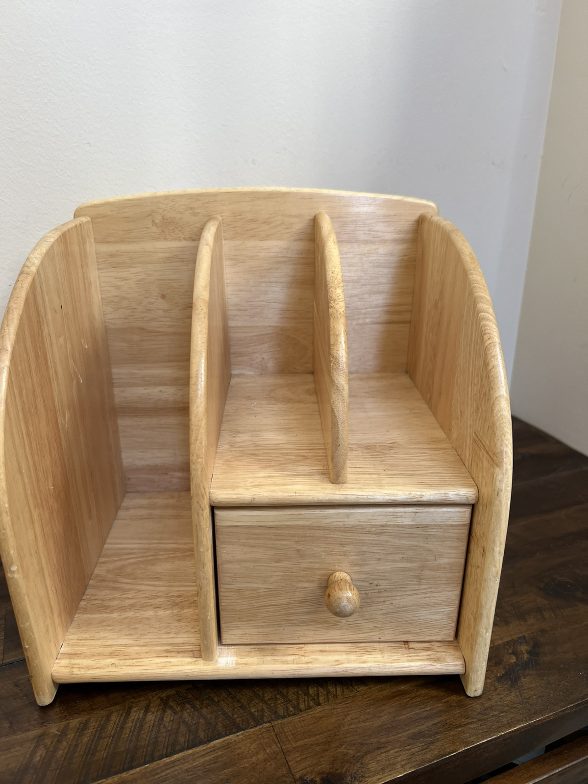 Pomerantz Wood Desk Organizer School Office Home Tabletop Drawer Storage Oak