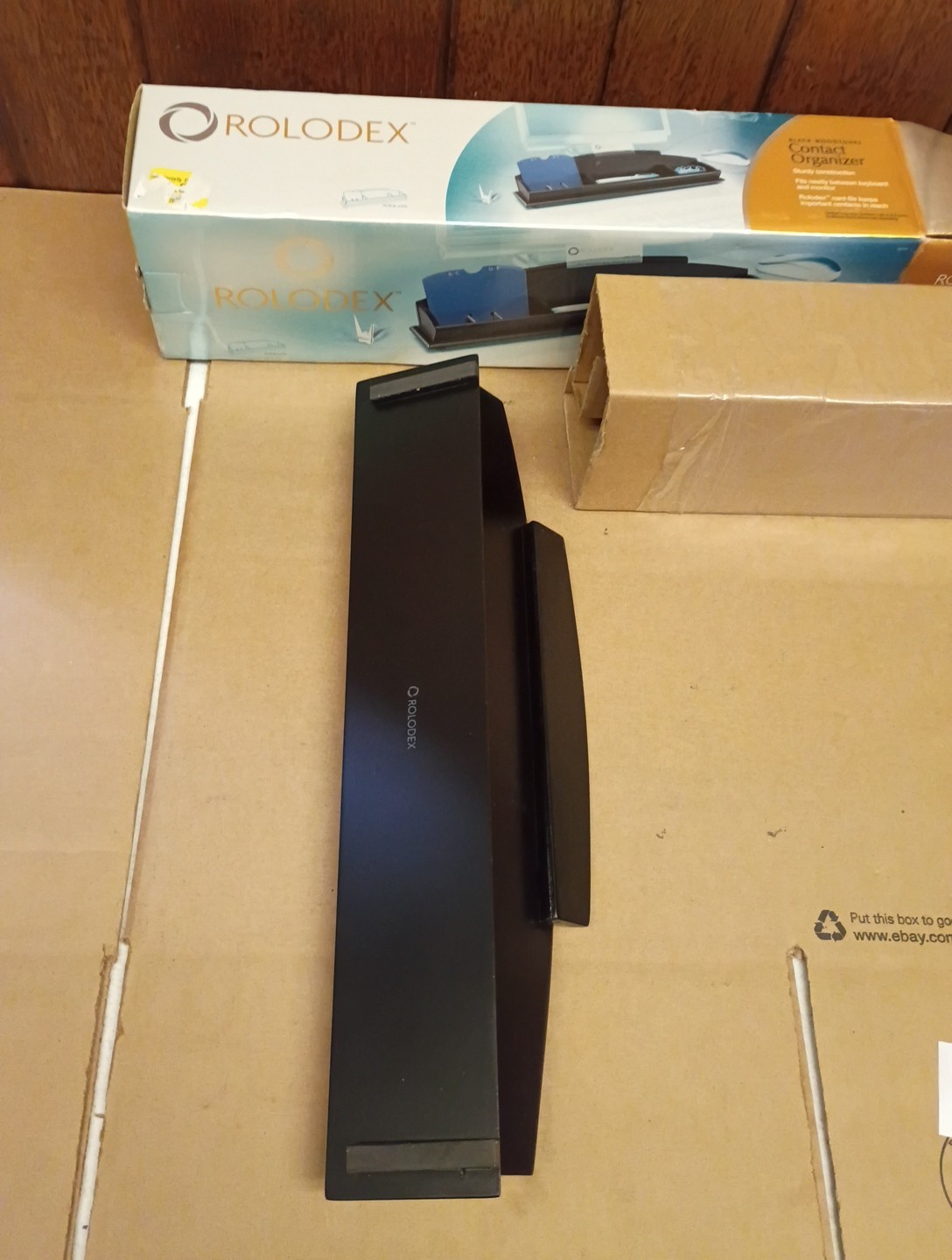 Rolodex Black Woodtones Contact Organizer for Keyboard / Monitor + A-Z Cards New