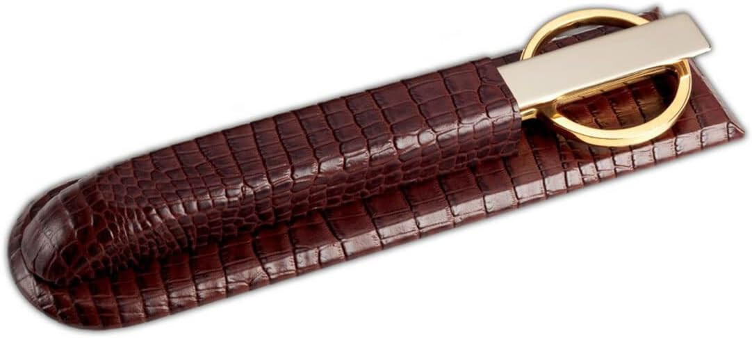 Dacasso Brown Crocodile Embossed Leather Library Set NEW