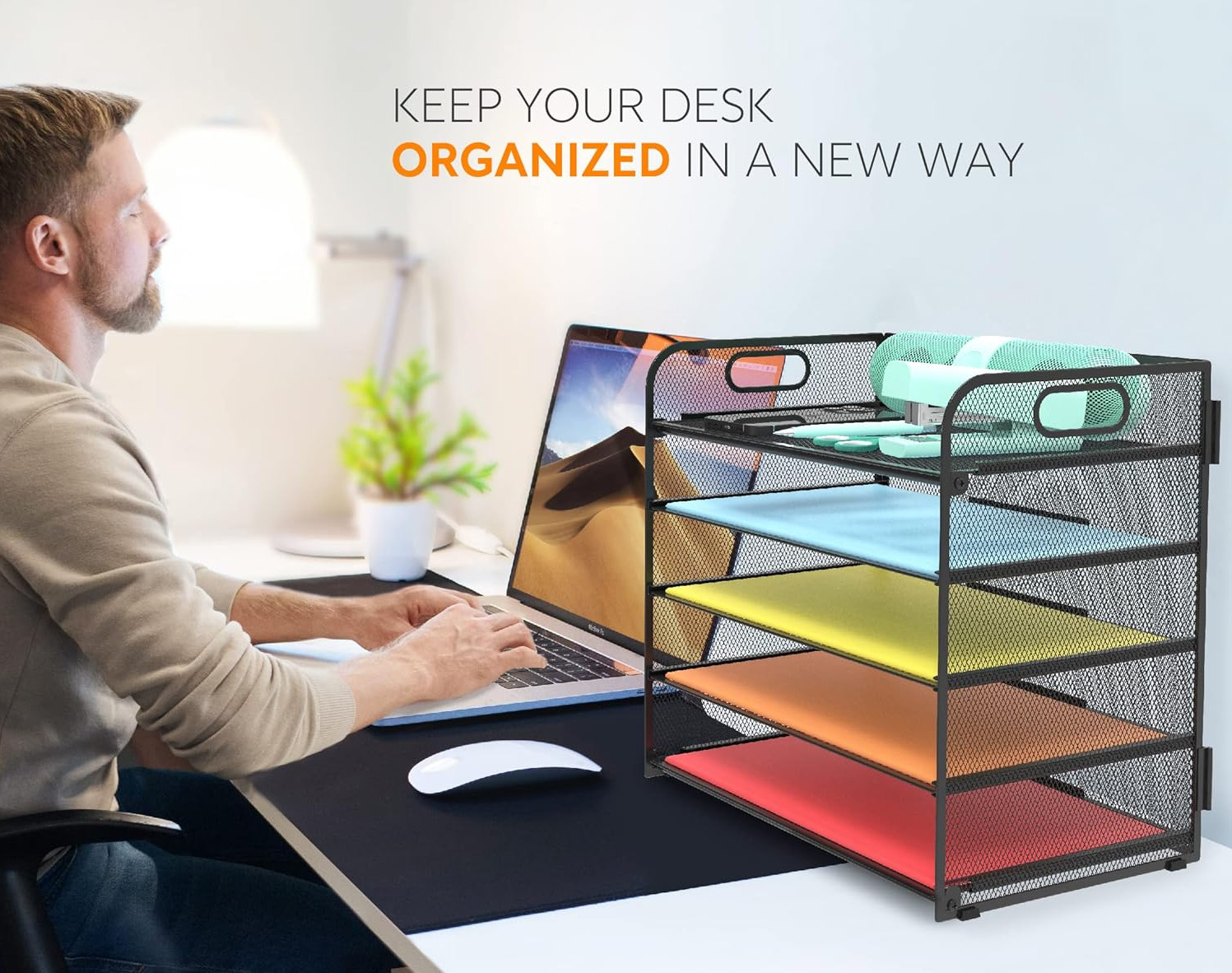 Letter Tray Organizer 5 Tier Paper Organizer Desk File Holder Metal Black Tray