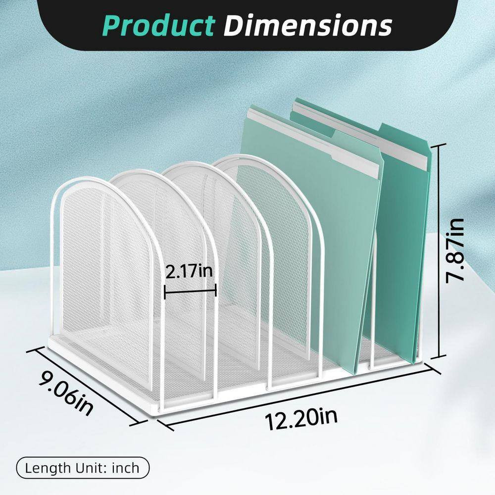 7.87 In. X 12.2 In. File Organizer for Desk, 5-Section Mesh Desk Organizer, Vert