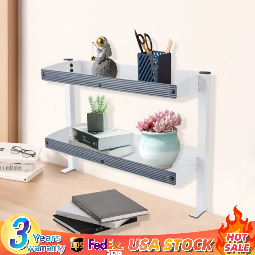 Desk Organizer Shelf, Clamp-on Desk Storage Shelves Desktop or Under-Desk