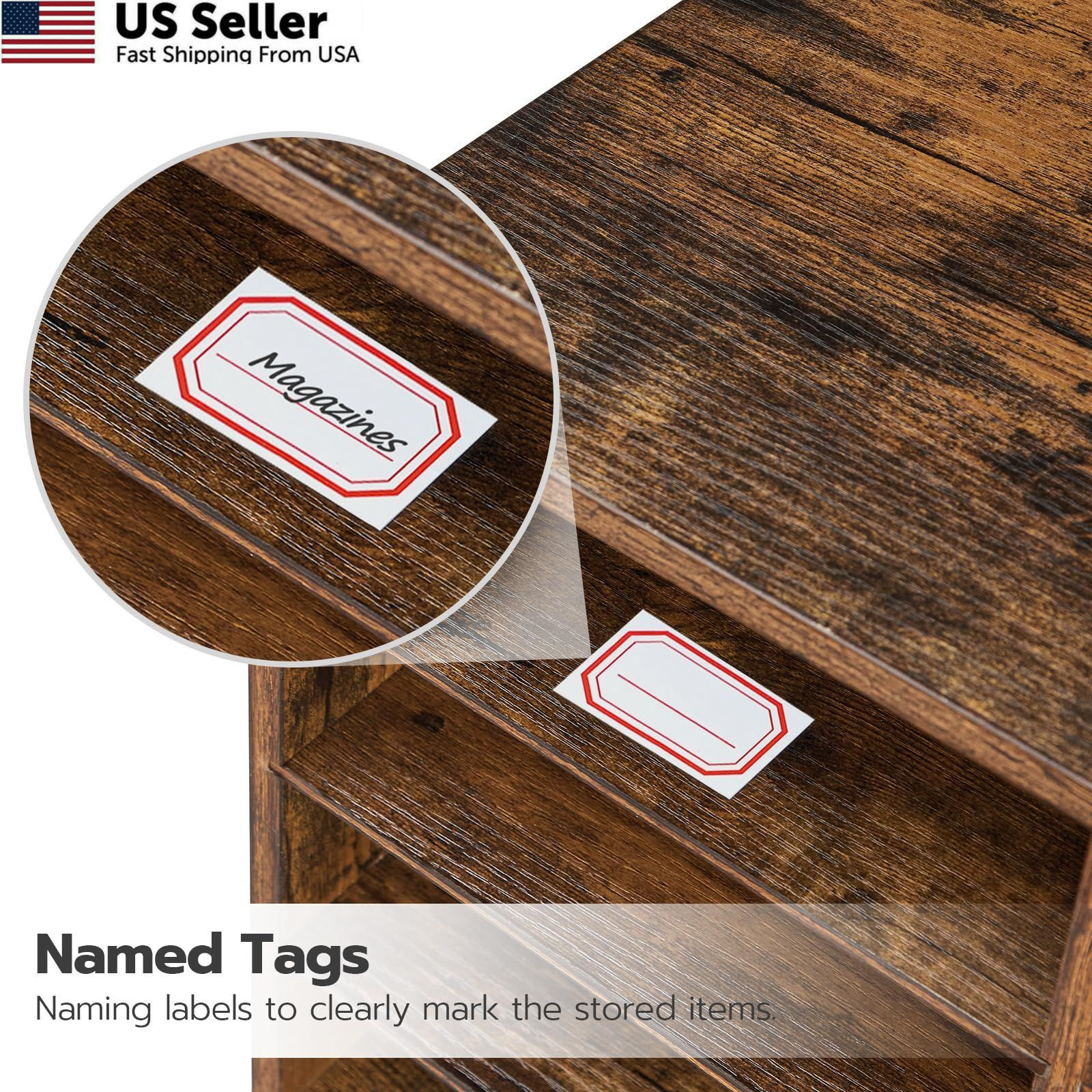 HOOBRO Countertop Mail Sorter 28.1″L x 11.8″W x 13.3″H, Rustic Brown