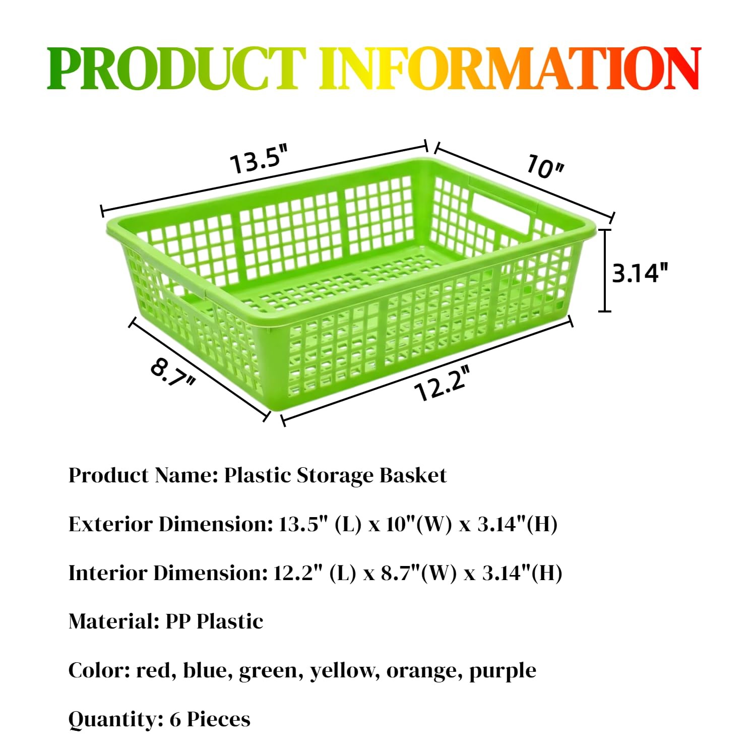 6 Pack Plastic Turn in Paper Trays for Classroom, Colorful Storage Bin Basket…