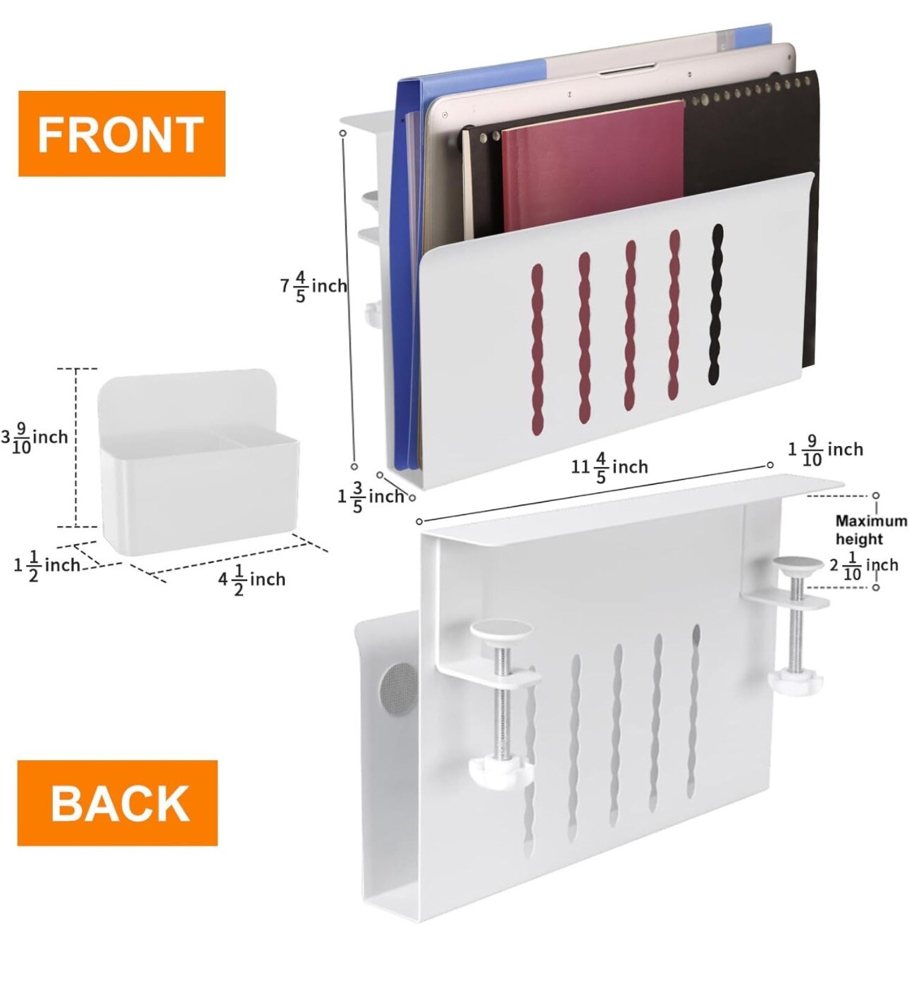 Meekakee Desk Side Storage Under Desk Storage Steel Desk Hanging Organize 1Tie..