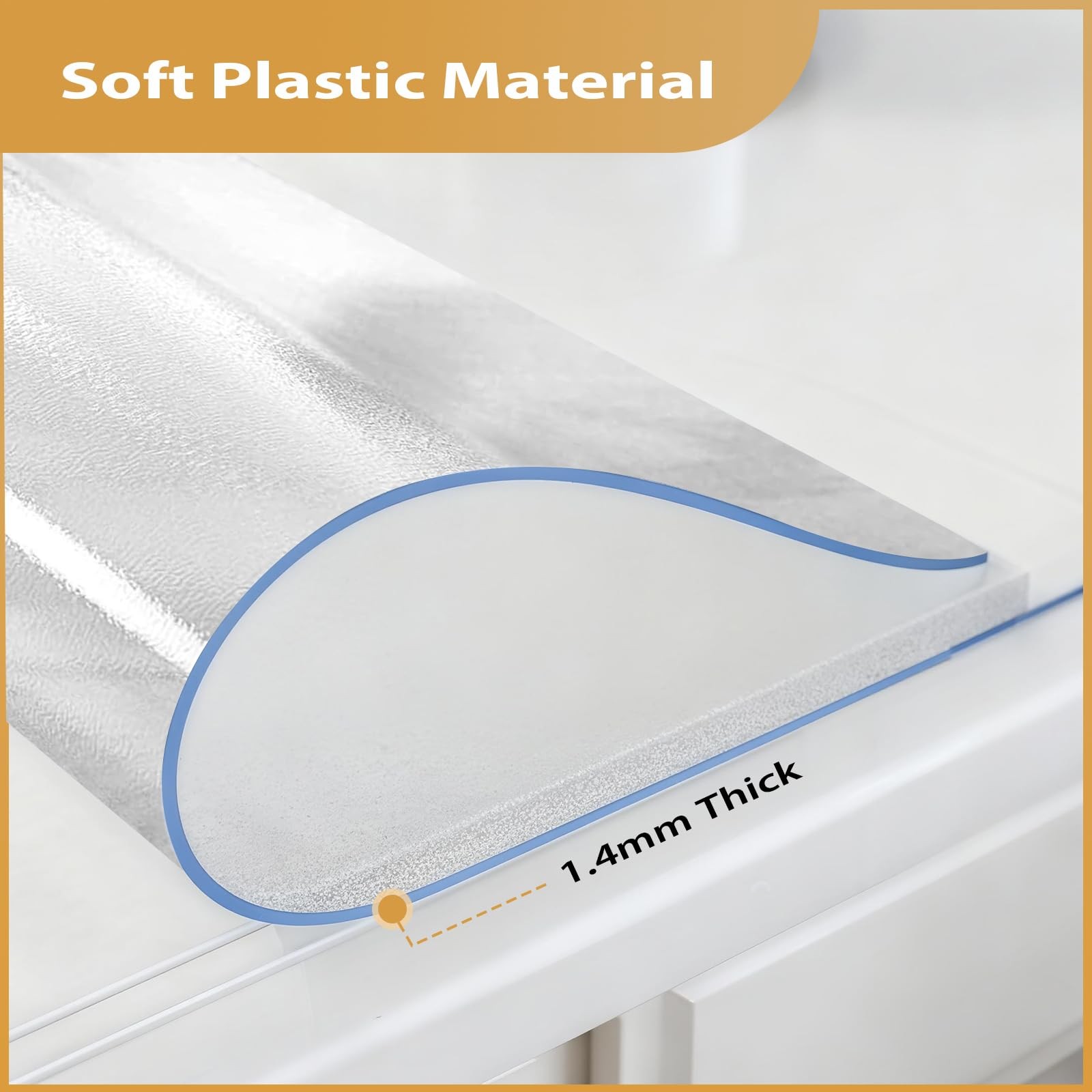 Prosperjoychant Frosted Table Protector 40 X 80 Inch 1.4Mm Thick Waterproof Pvc