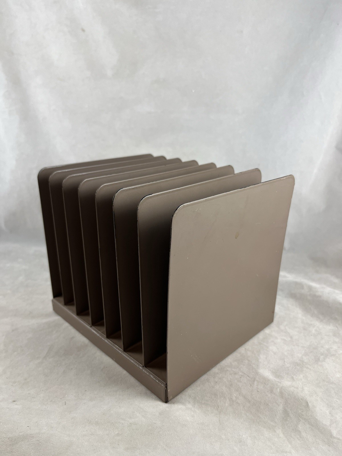 Small Metal Desk File Letter Paper Organizer 7.25 x 6 x 6 Inches Vintage
