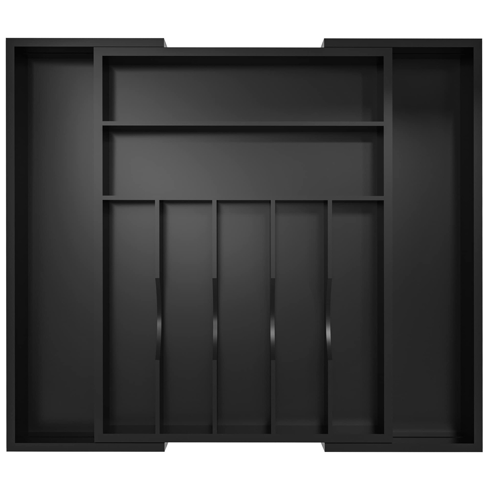 Utensil Organizer Silverware Drawer – Bamboo 9 Slot, Black