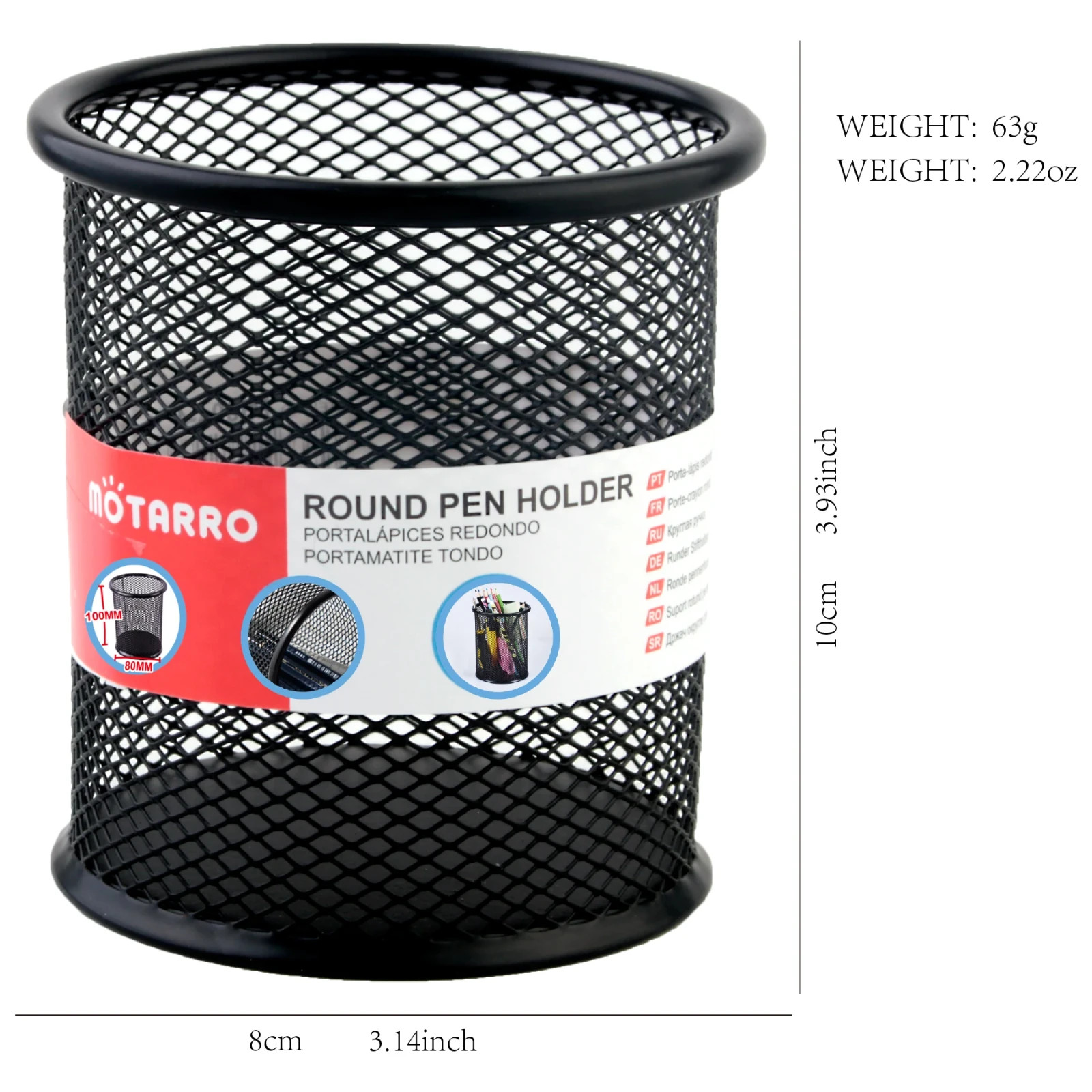 1PC Mesh Pencil Holder Metal Pen Cup Black for Desk 1Pcs Pencil Holder Office