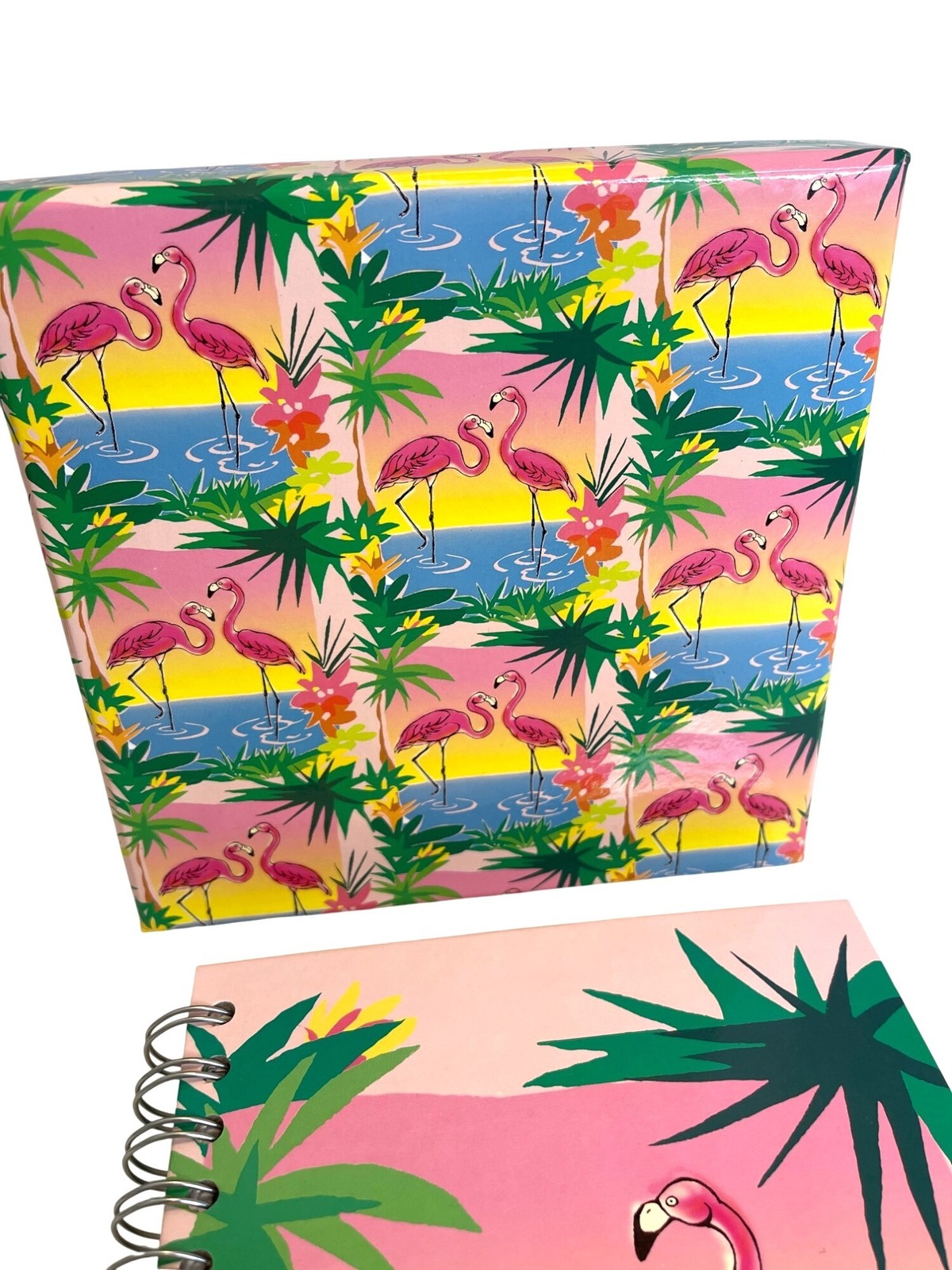 Vintage Flamingo Stationery Desk Gift 7 Pc Set Office Storage Box Journal Pencil