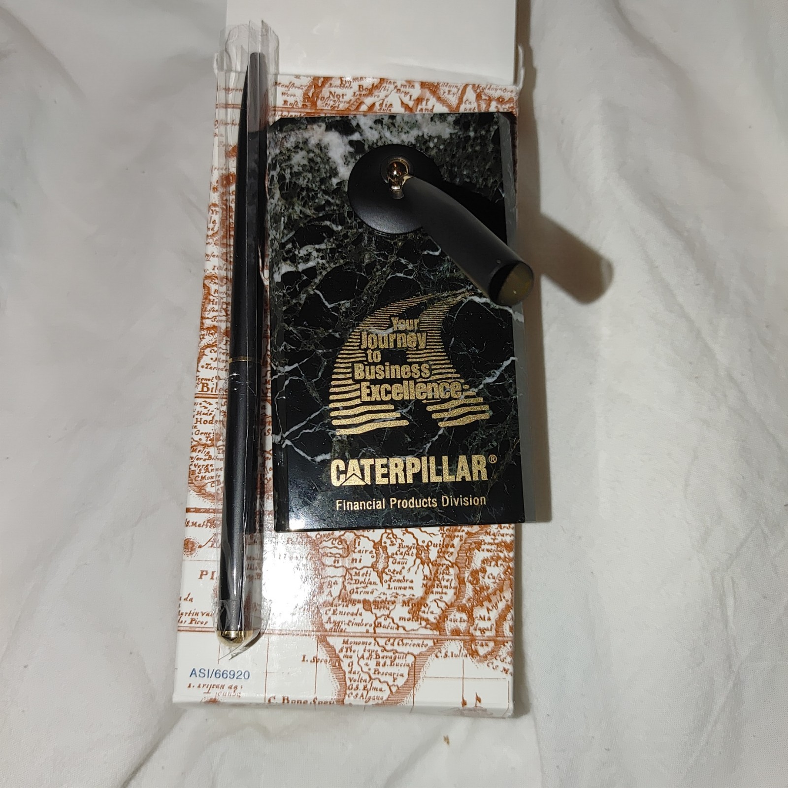 Caterpillar Black Marble Desk Pen Holder NEW