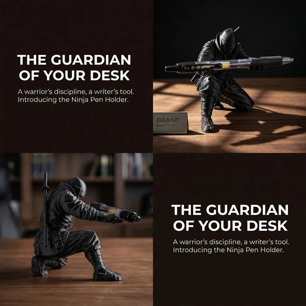 Ninja Warrior Pen Holder, 3D Printed Desk Organizer Stand Desk Ornament Gift