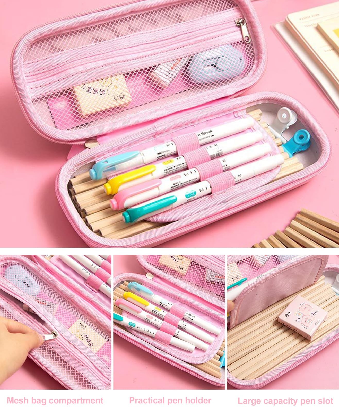 Pencil Case for Kids Girls 3D Flower Cat Large Capacity Waterproof Pencil wit…