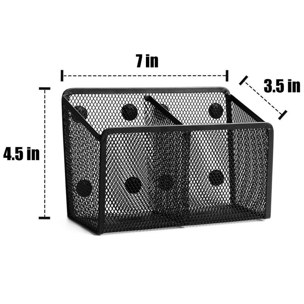 1 Pack Magnetic Mesh Pencil Holder Black with Extra Strong Magnets Marker Organi