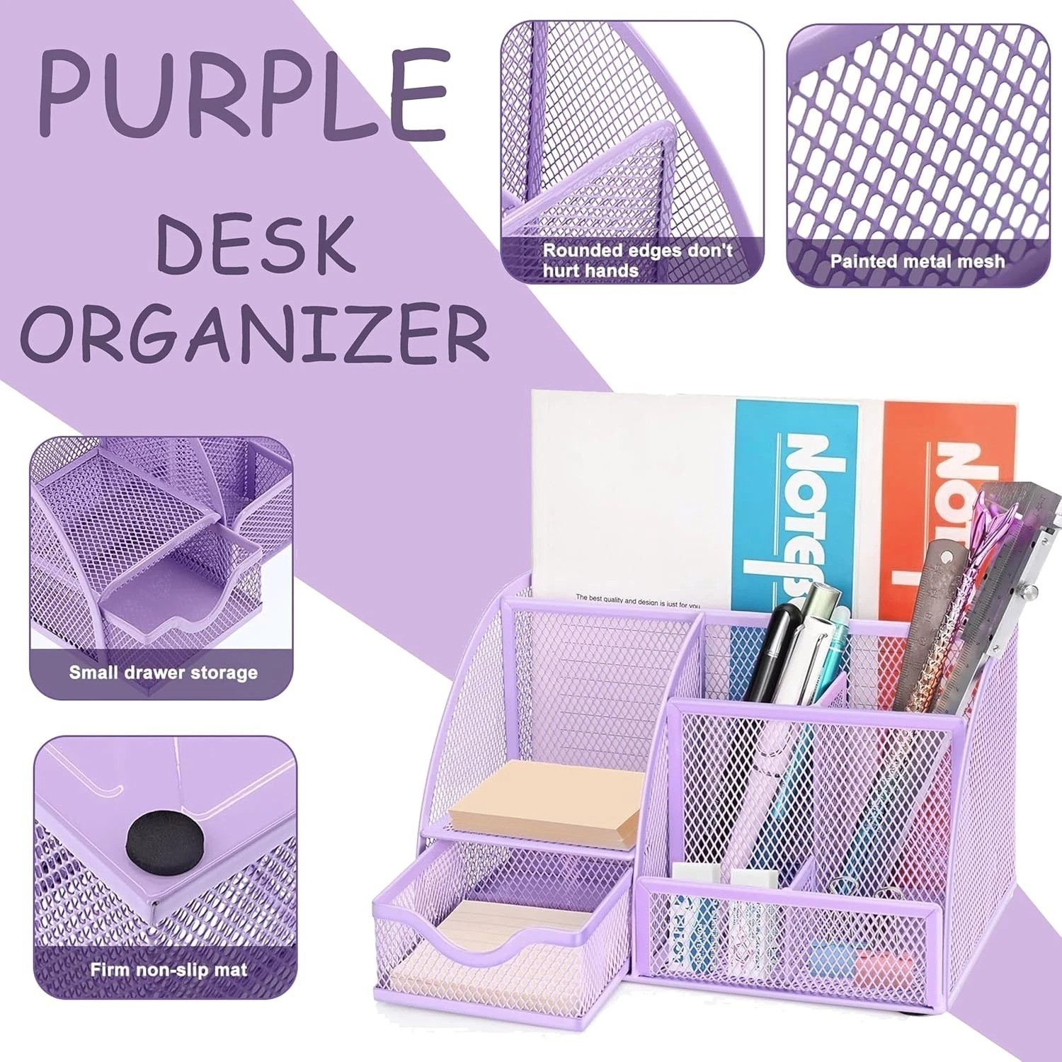Complete Purple Desk Accessories Collection: 12 Essential Organizers