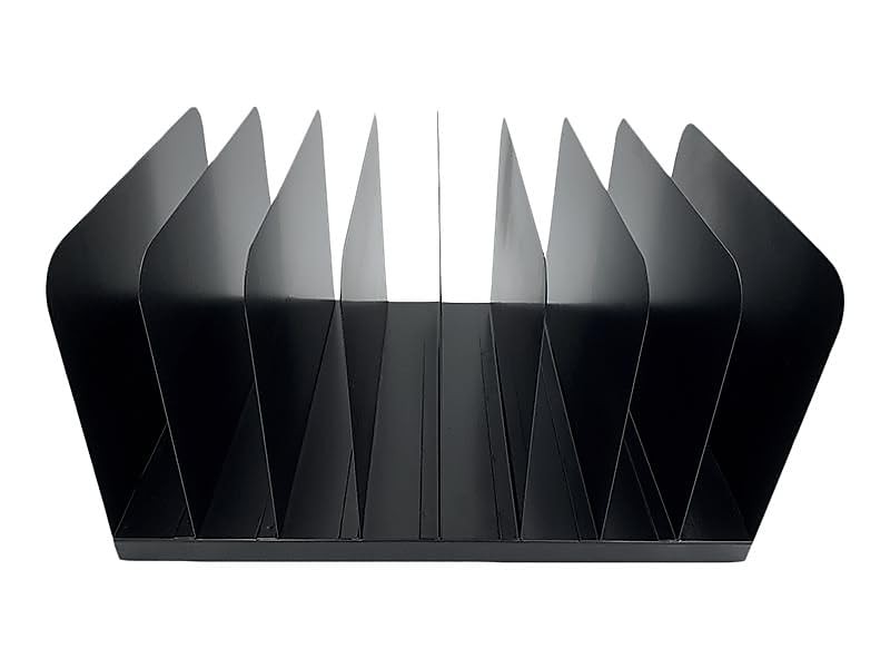 Huron Applied Sciences Vertical 8 Slot Steel Desk Organizer/Sorter Black