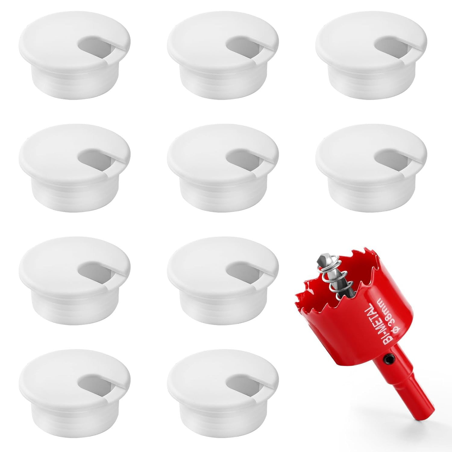 Desk Grommet 1.5 Inch (38 Mm) 10 Pieces, Desk Hole Cover for Cables White, Desk