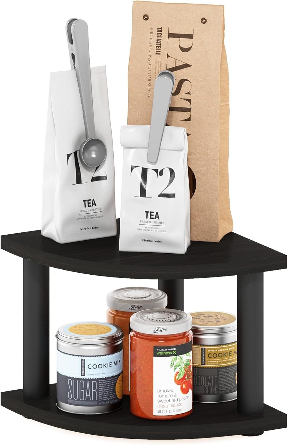 Furinno Turn-N-Tube Kitchen Countertop Organizer, 2-Tier Corner Countertop Organ