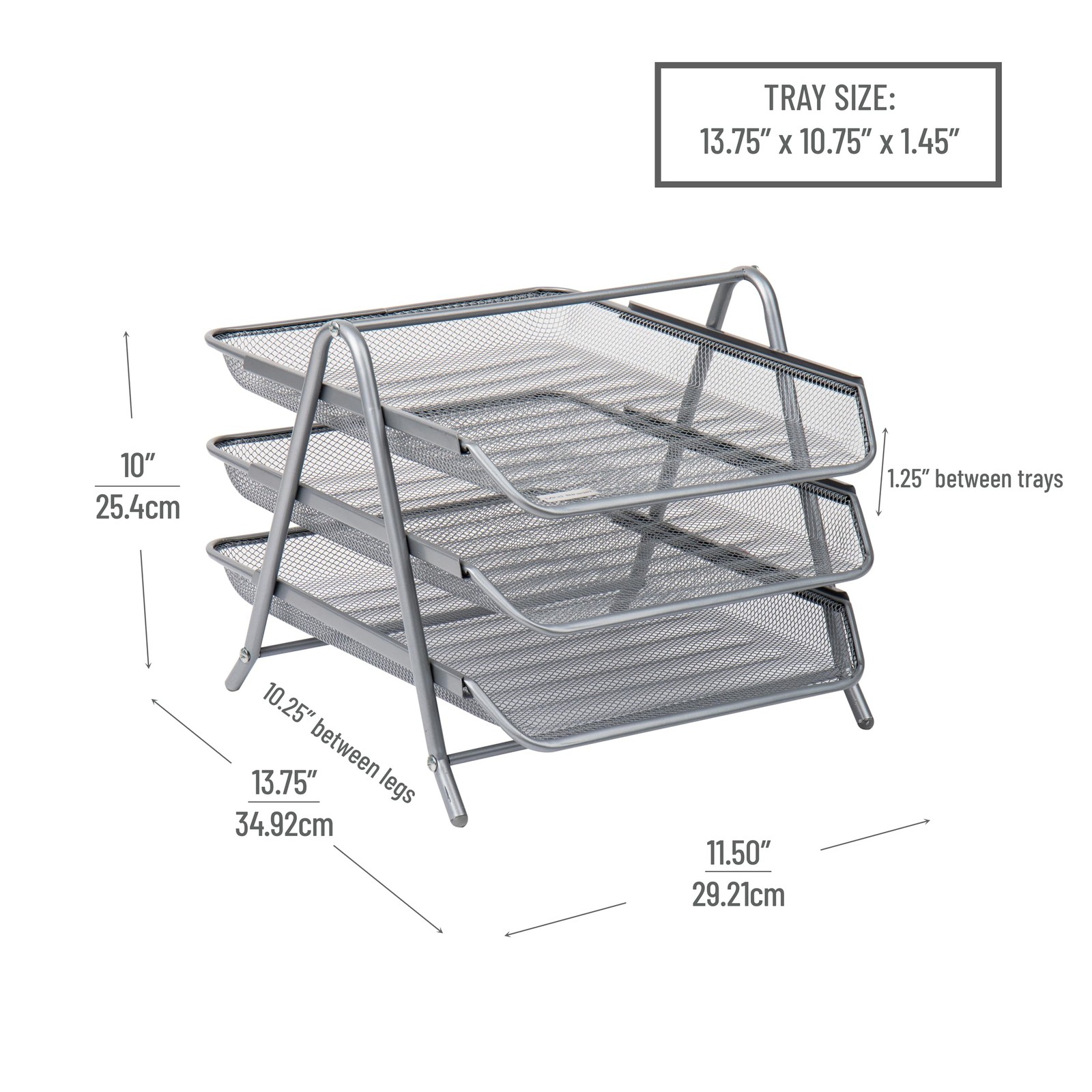 Mind Reader 3-Tier Paper Tray, Desktop Organizer, File Storage, Office, Metal…
