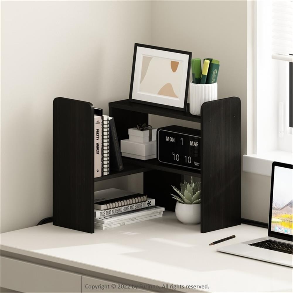 Pemberly Row Classic Desk Top Organizer Bookshelf in Espresso