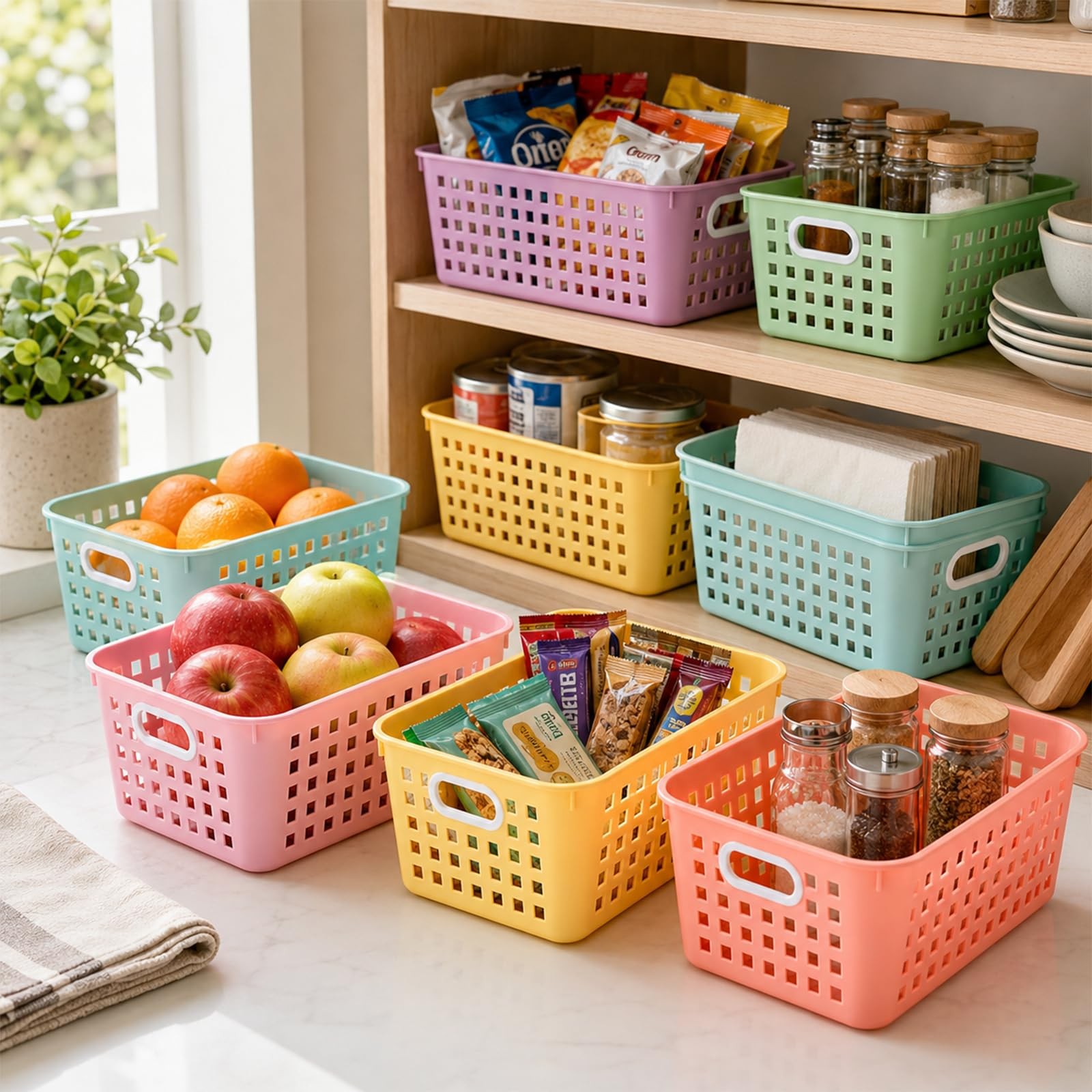 6 Pack Medium Plastic Book Baskets 11 × 7.5 × 4.5 inches Classroom Storage Ba…