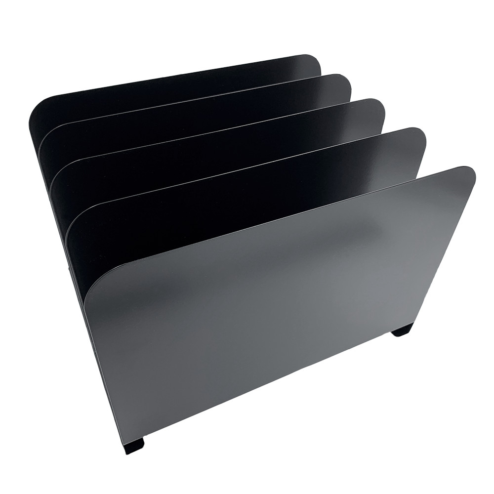 Huron Vertical 4 Slot Steel Desk Organizer/Sorter Black HASZ0147