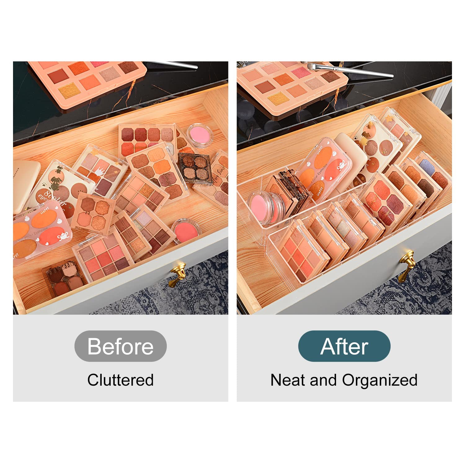 JessLab Acrylic Organizers, Bathroom Organizer for Drawer, Transparent
