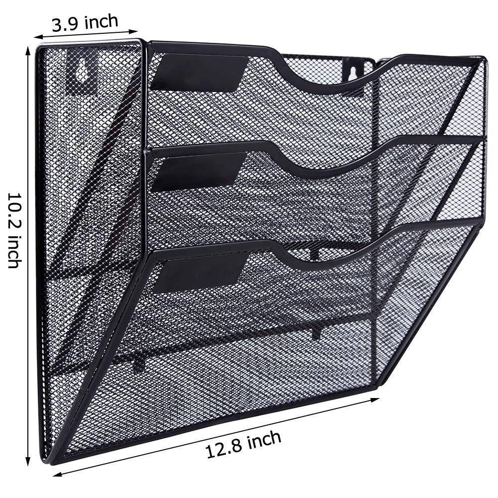 Easepres 3 Pocket Mesh Hanging Wall File Organizer Wall Mounted Mail Paper