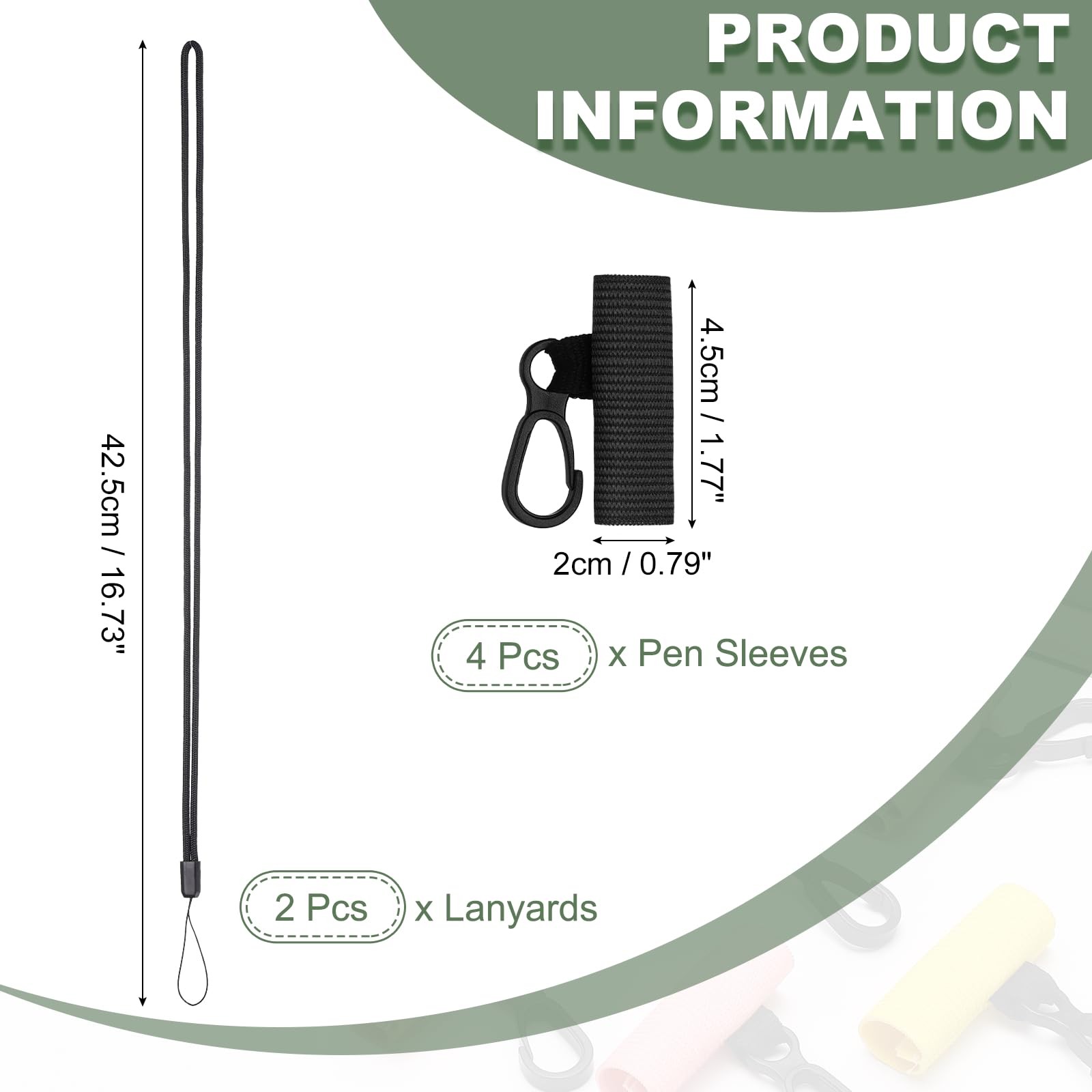 4Pcs Elastic Pen Holder with 2 Lanyards, Anti Lose Portable Pen Holder for Ne…