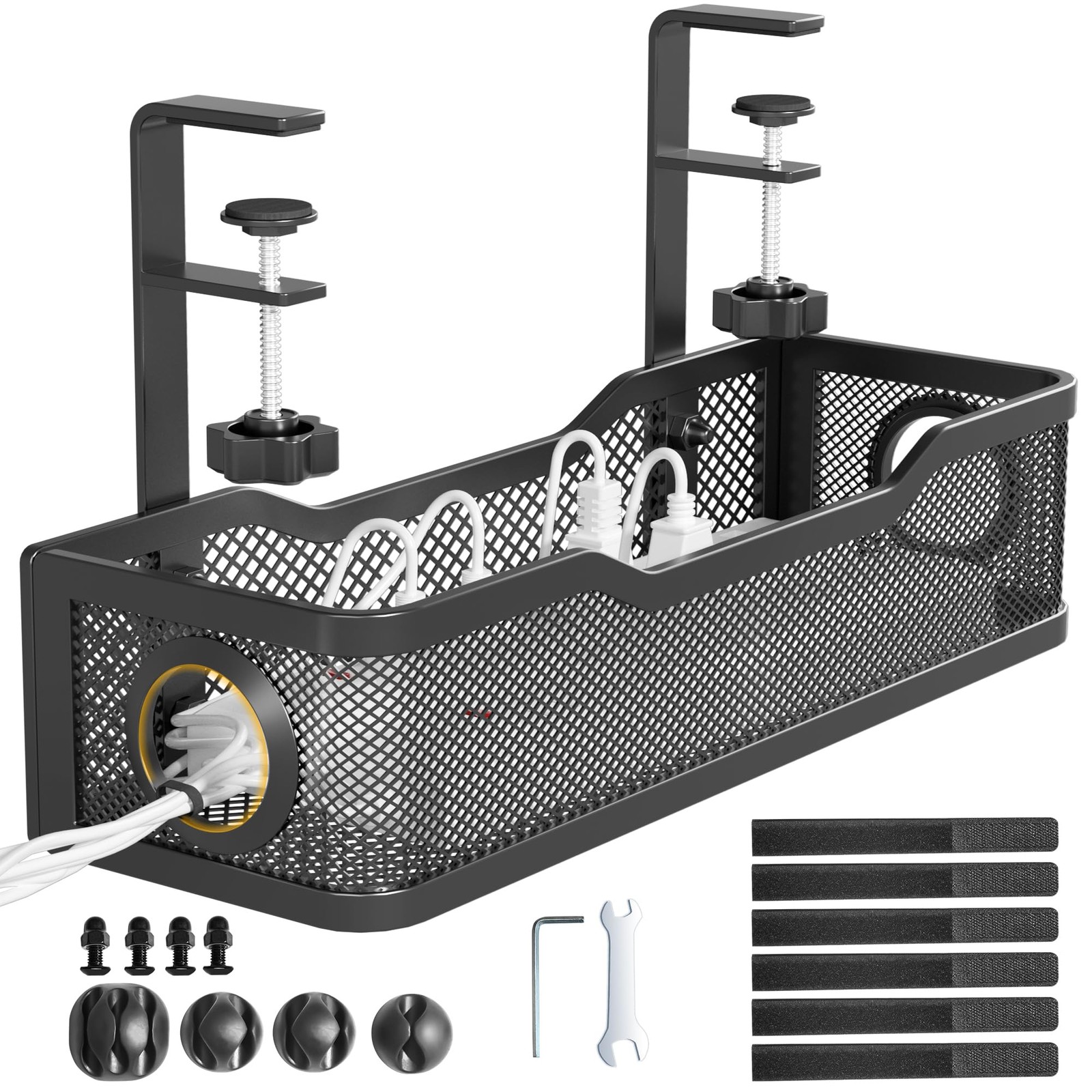 Under Desk Cable Management Tray Black, Cinati Wire 13.4″-1 Pack, Black