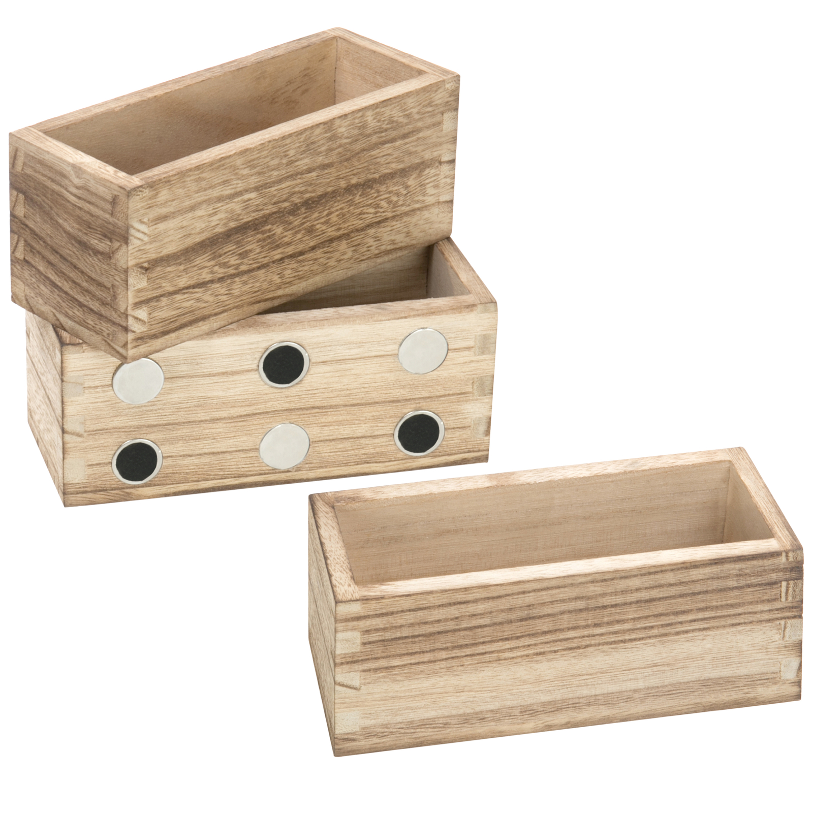 MyGift Rustic Torched Wood Magnetic Organizer Bins, Set of 3