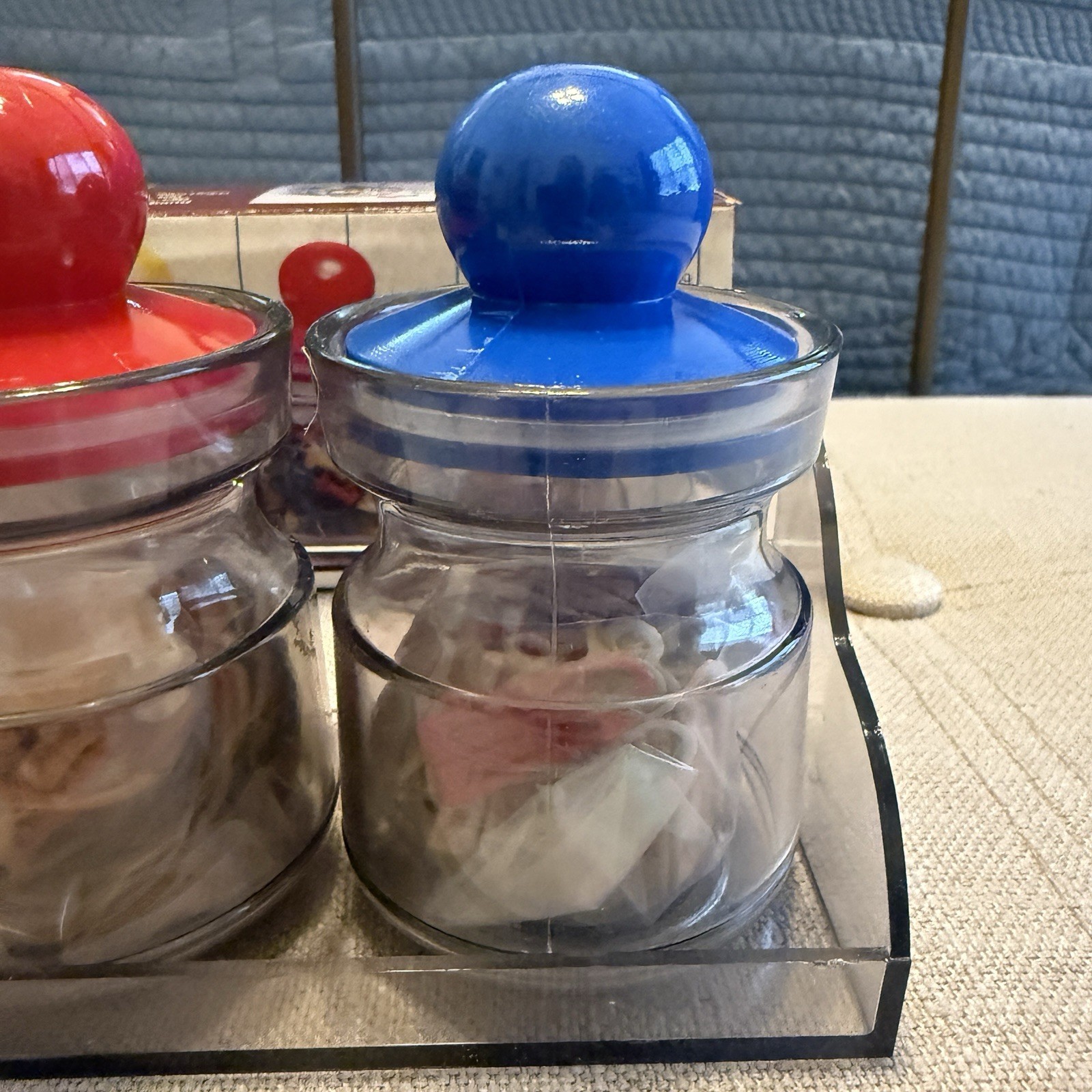 VTG 90s Plastic Desk Organizer Storage Jars Set Colorful Paperclips Office NEW