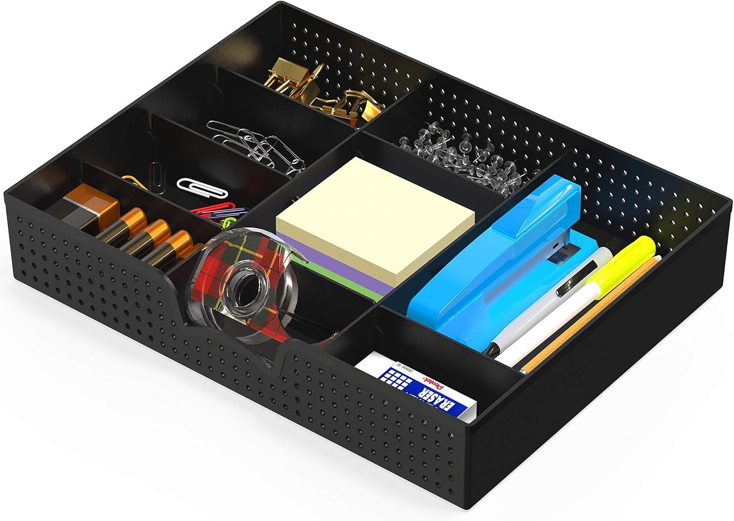 Drawer Organizer Tray with Adjustable Dividers Pen Paper Clip Staples Maximize