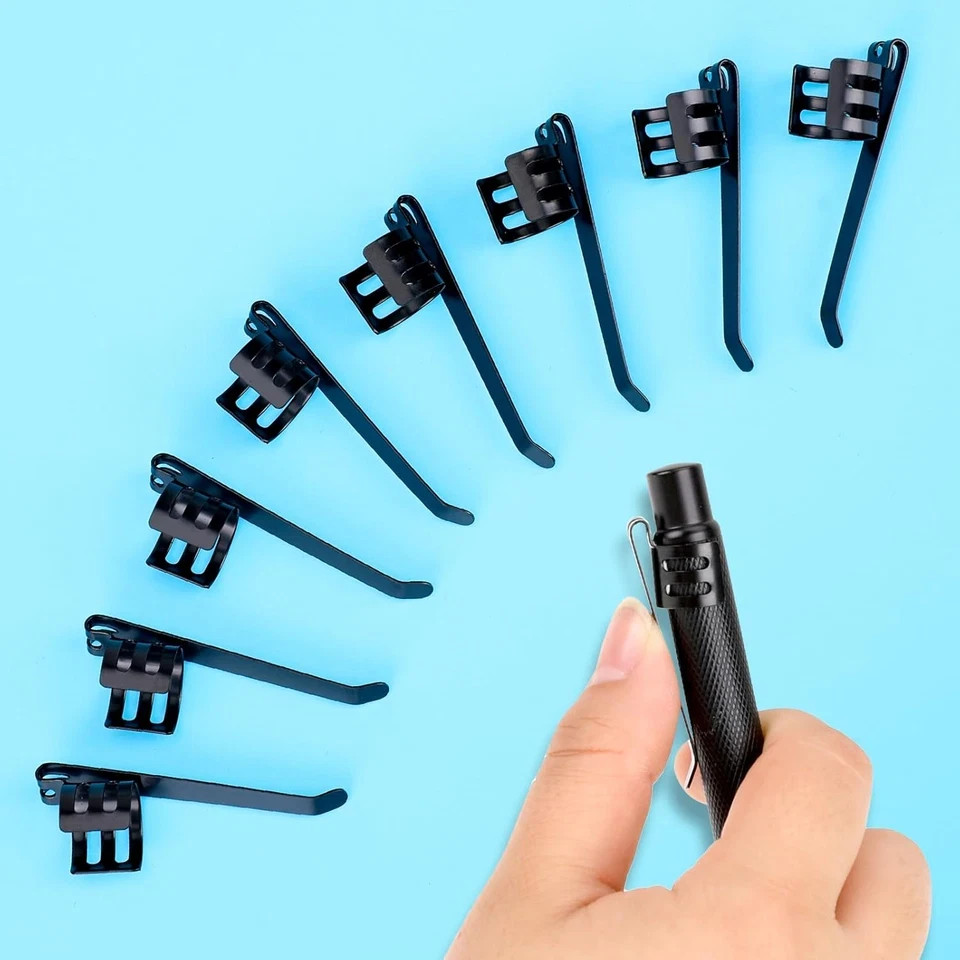 20 Pcs Metal Snap in Pencil Clips Slide on Pen Holder for Shirt Pocket Office