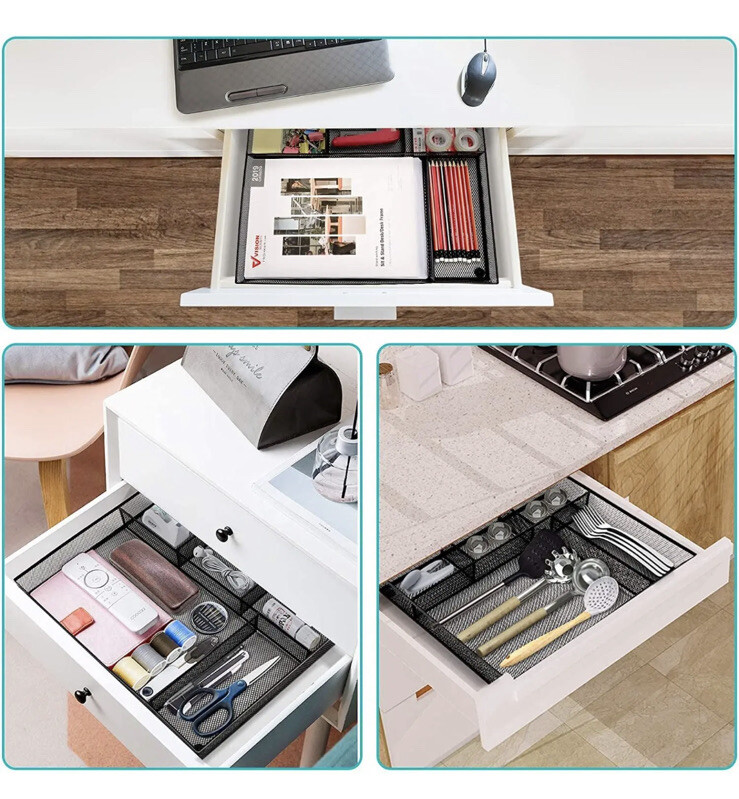 HUANUO Desk Drawer Organizer- 5 Compartments Large Space,16.2 X 12.2 X 2.36 Inch
