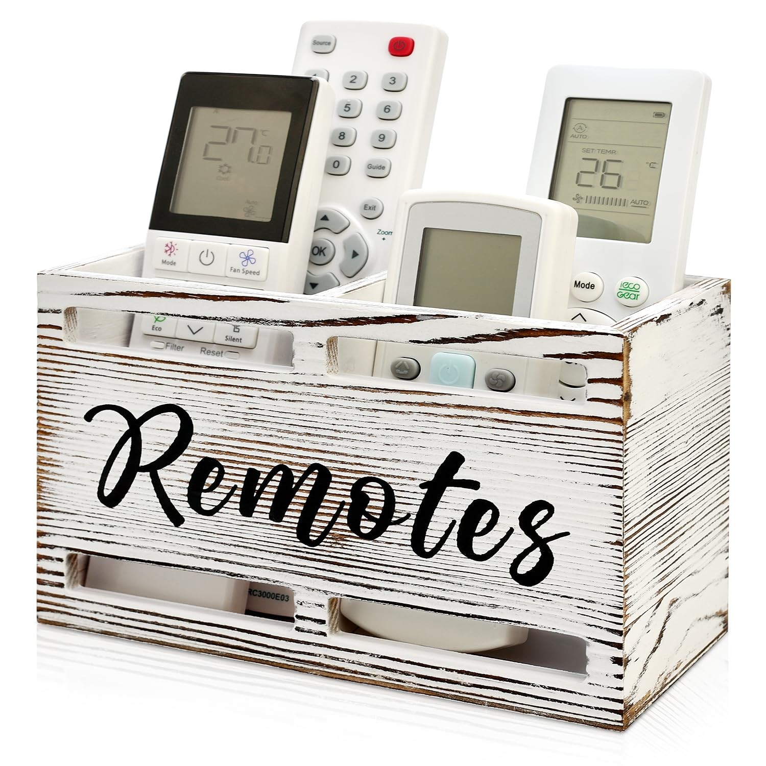 Wooden Remote Control Holder Wall Mount Remote Organizer for Table TV Control…