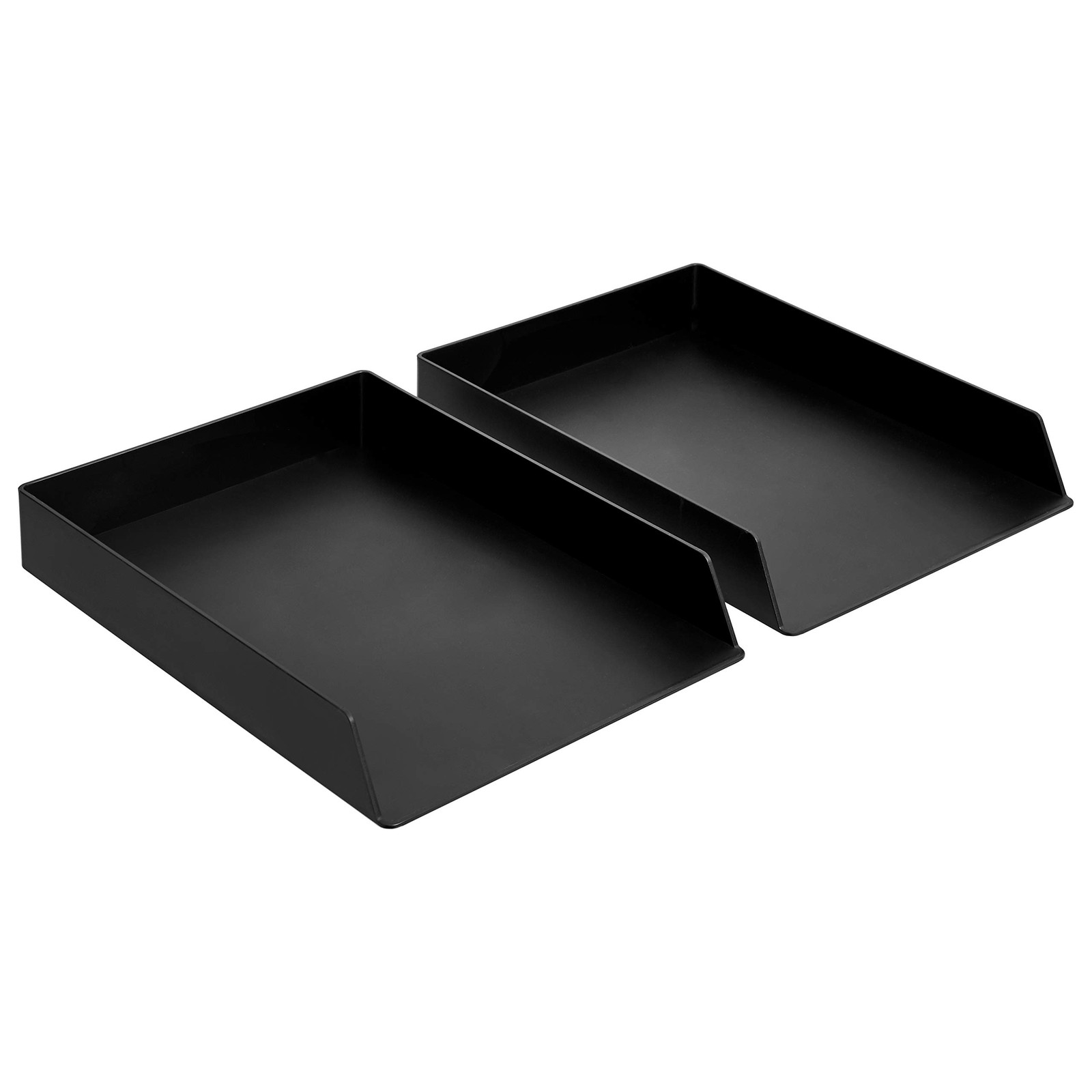 Amazon Basics Rectangular Plastic Desk Organizer, letter size 2 Pack, Black